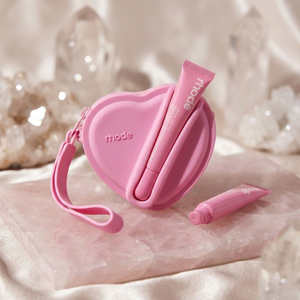 Pink Heart Silicone Pouch & Peptide Lip Tint Set