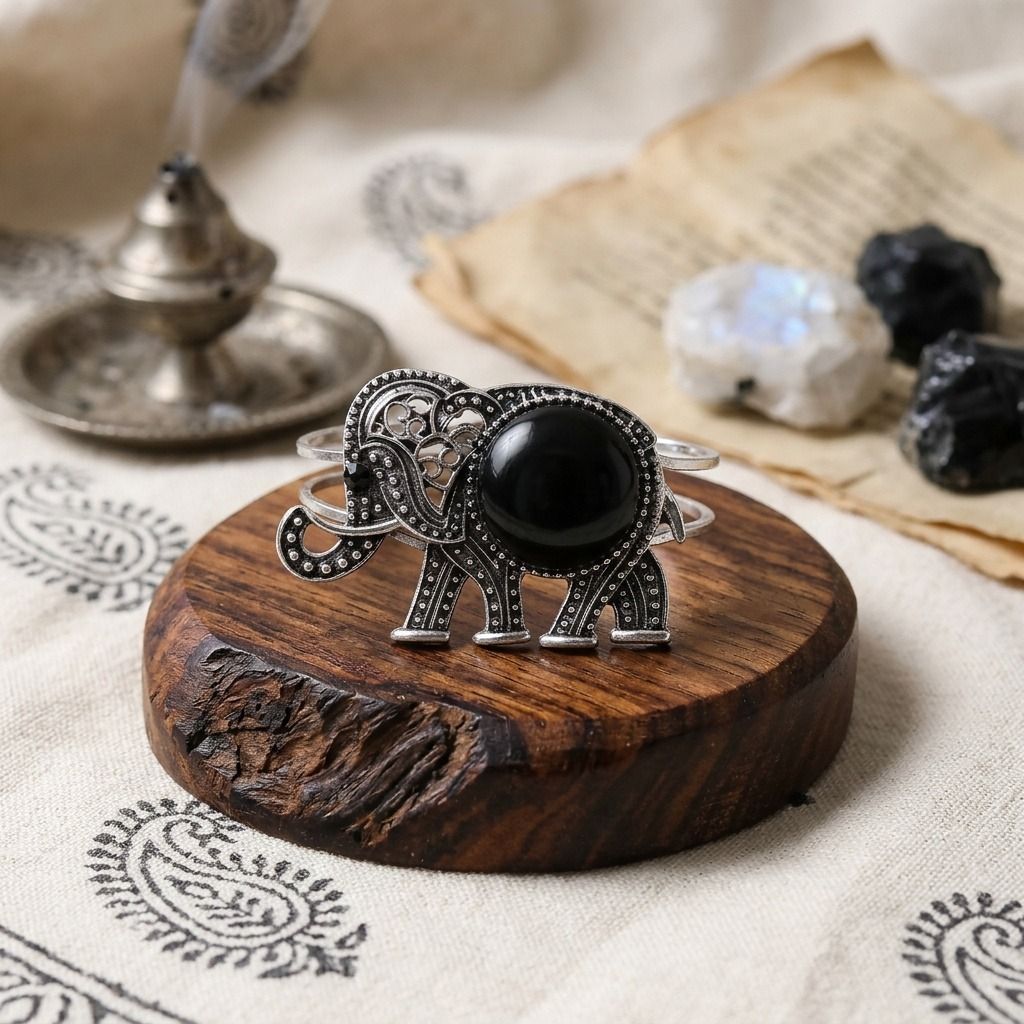 Black Elephant Hinge Bracelet