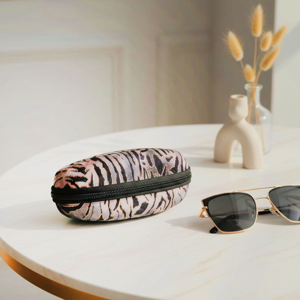 Gray Tiger Stripe Fur Sunglass Case