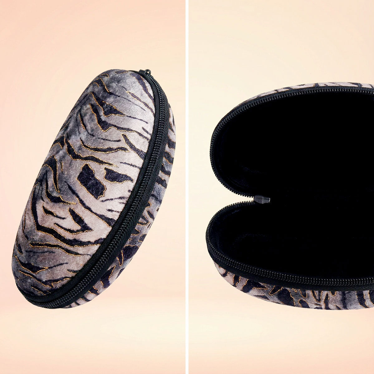 Gray Tiger Stripe Fur Sunglass Case