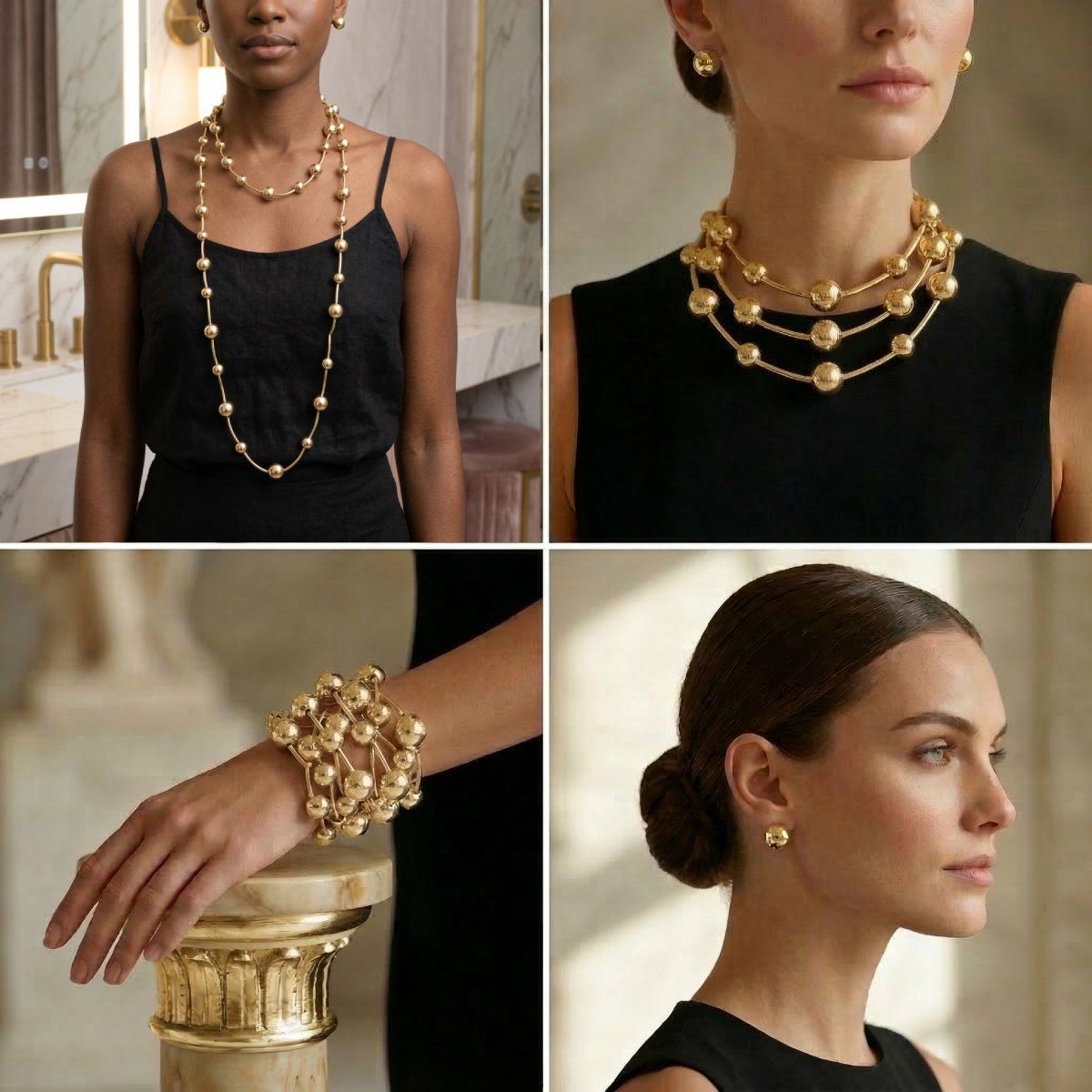 Convertible Stretch Gold Bead 60 inch Necklace