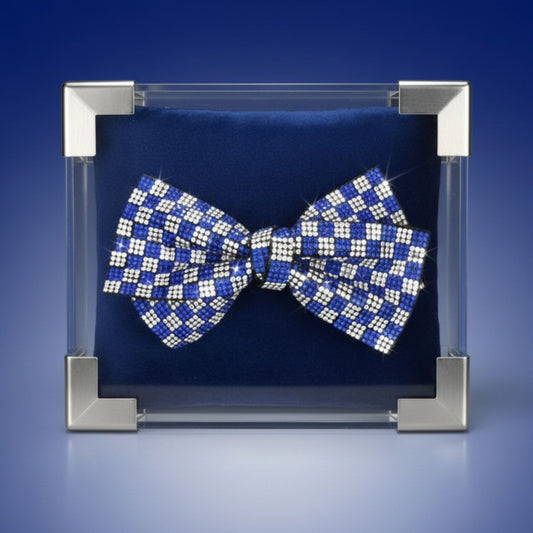 ZPB Merch Blue Clear Checker Stone Bow Hair Clip